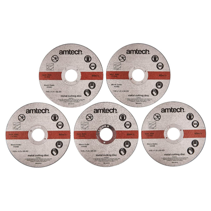 Amtech 5 Piece 1.2mmx115mm Metal Cutting Discs