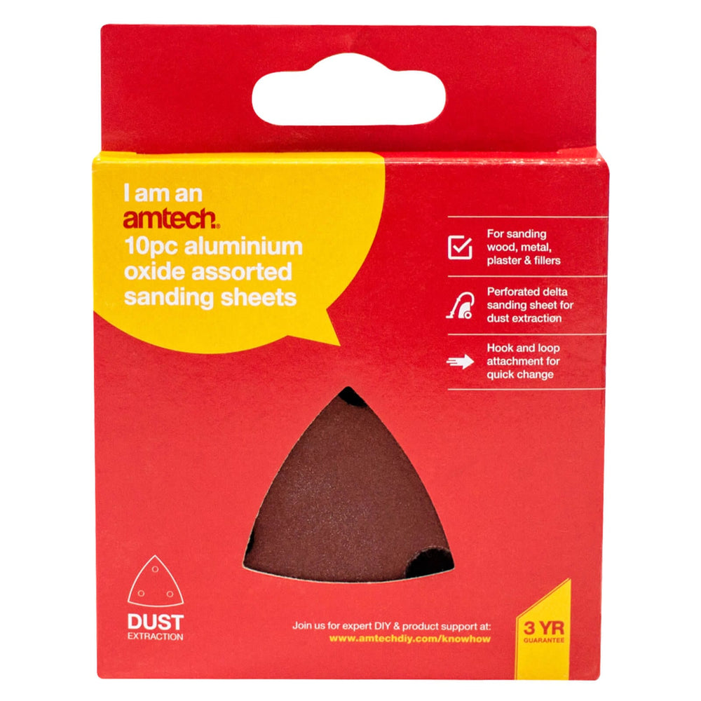 Amtech 10 Piece Aluminium Oxide Assorted Sanding Sheets