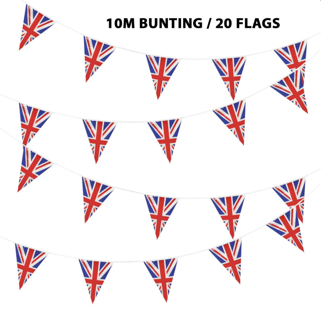 10m GB Triangle Bunting 20 Union Jack Flags Party Decoration