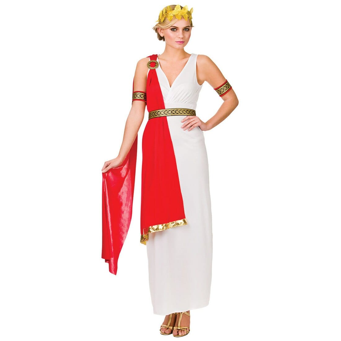 Womens Glamorous Roman Lady Fancy Dress Halloween Costume XS Stock