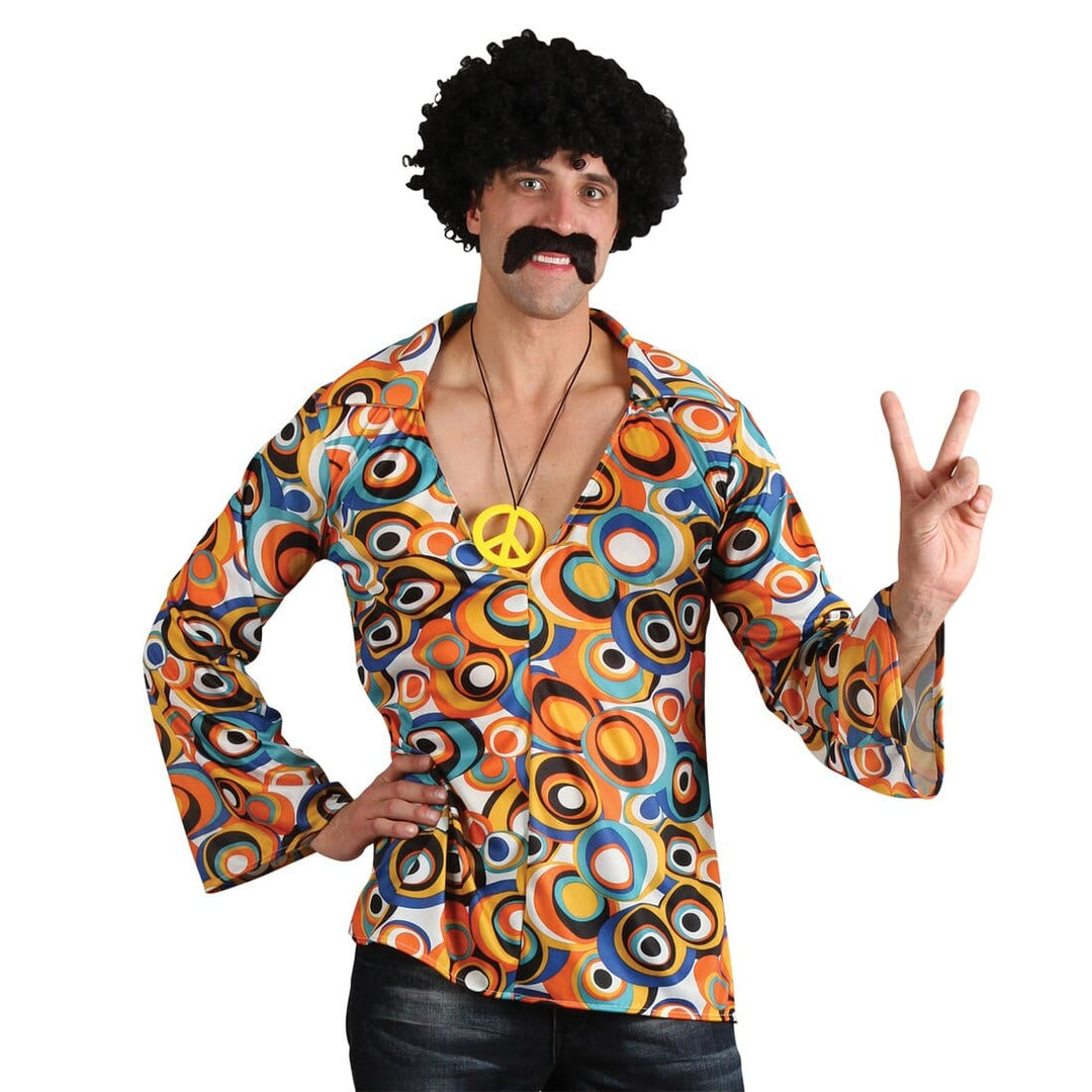 Mens Groovy Hippie Shirt Flower Power Halloween Costume L