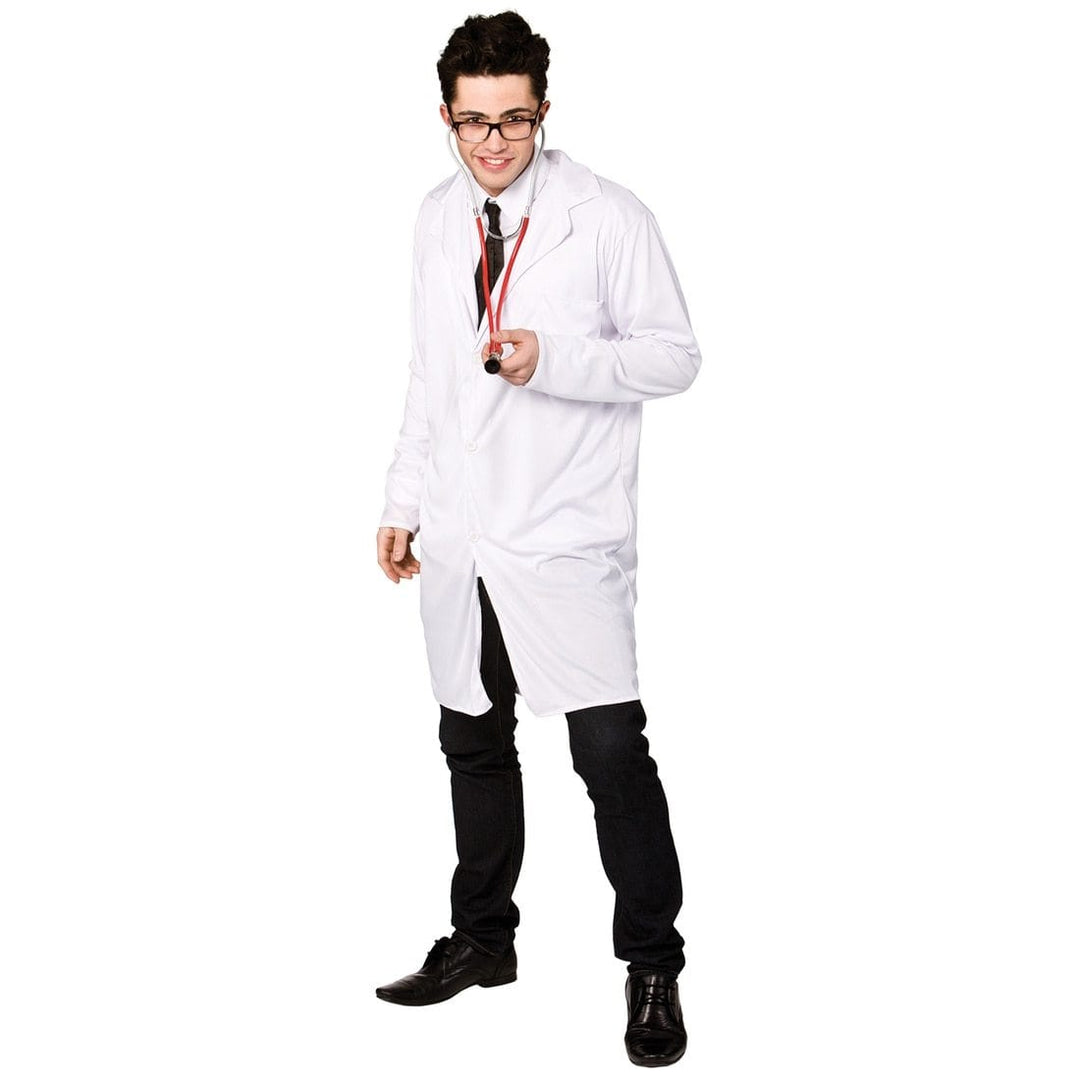 Mens White Doctors Coat One Size  Halloween Accessory