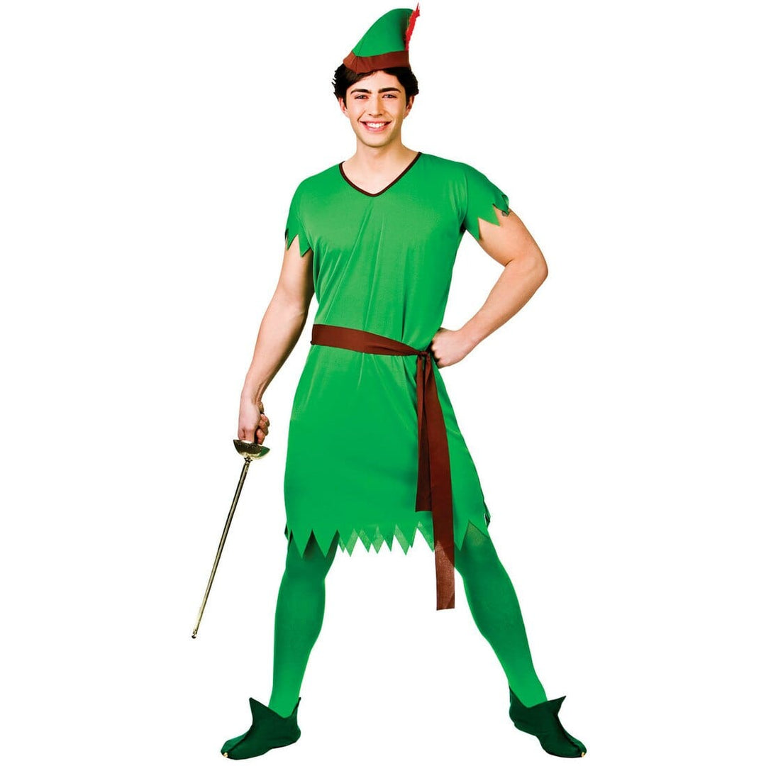 Mens Green Lost Boy Elf Robin Hood Halloween Costume One Size