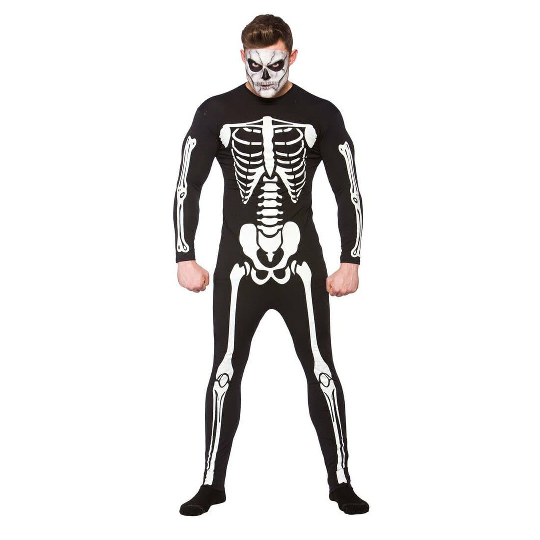 Skeleton Jumpsuit Adults Unisex Fancy Dress Halloween Fun Costume L