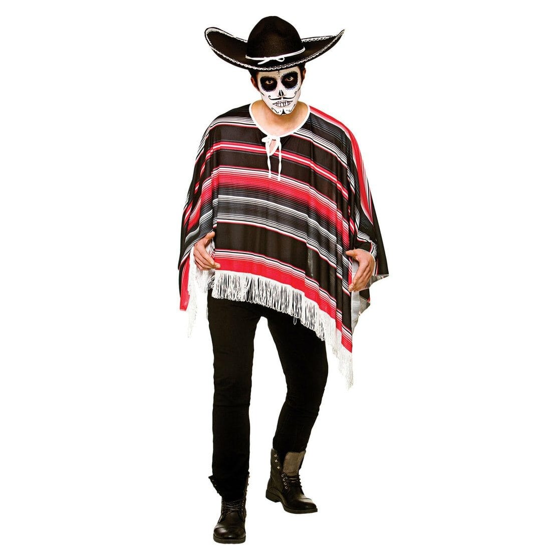 Day of the Dead Mexican Bandit Poncho Festive Men s Fancy Dress Costume XS Stock