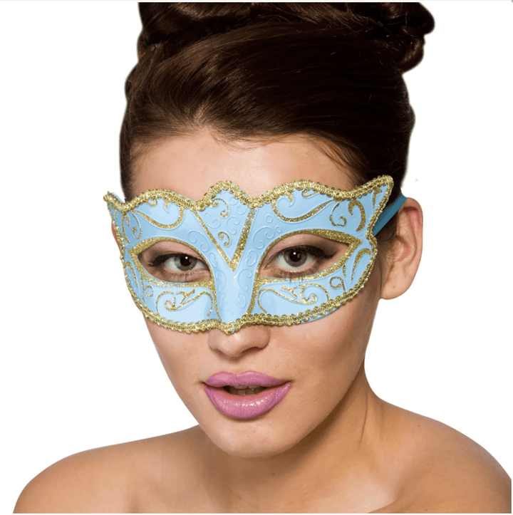 Verona Eyemask Carnival Ball Fancy Dress Halloween Mask Blue & Gold