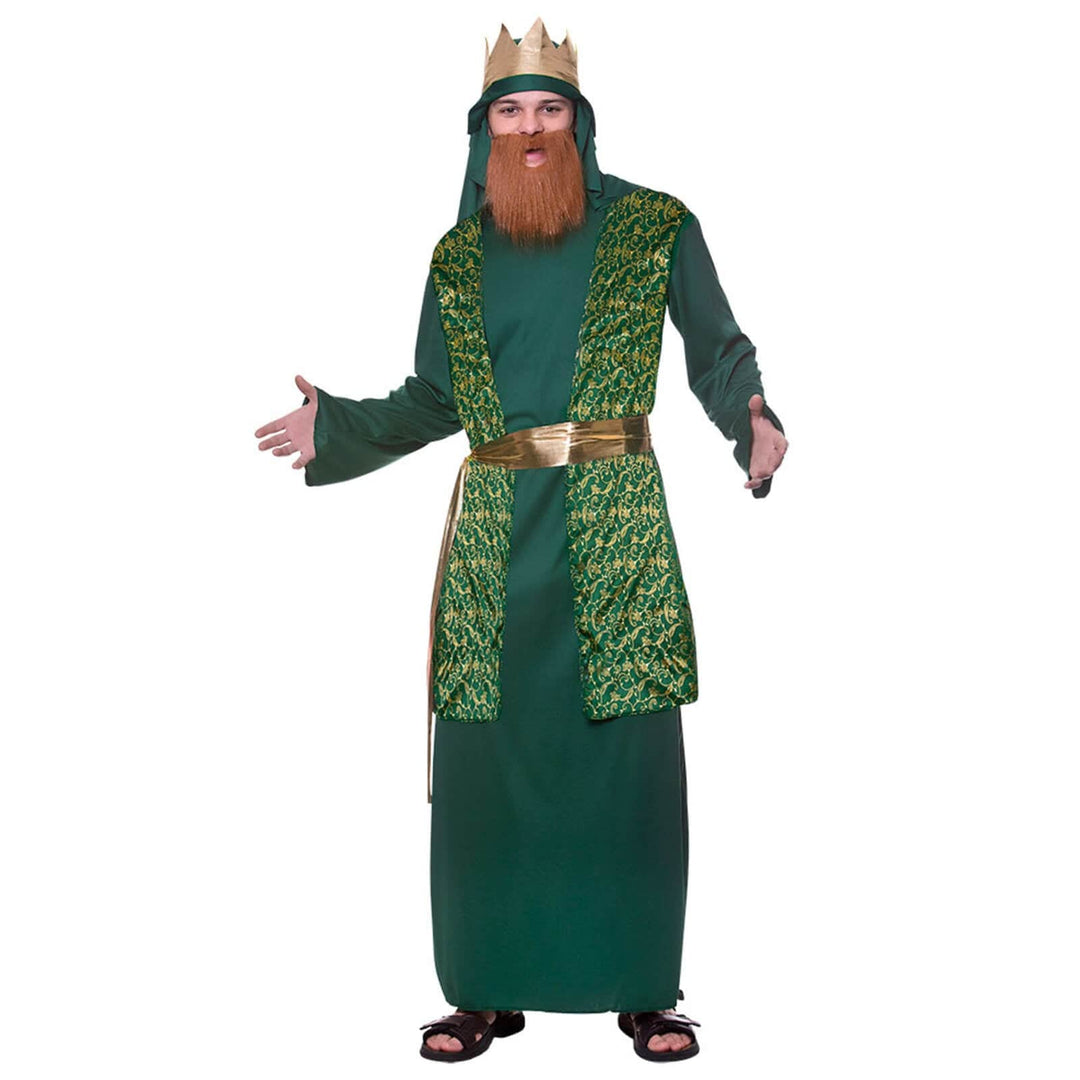 Adults Wise Man Costume Christmas Nativity Fancy Dress Green / One Size