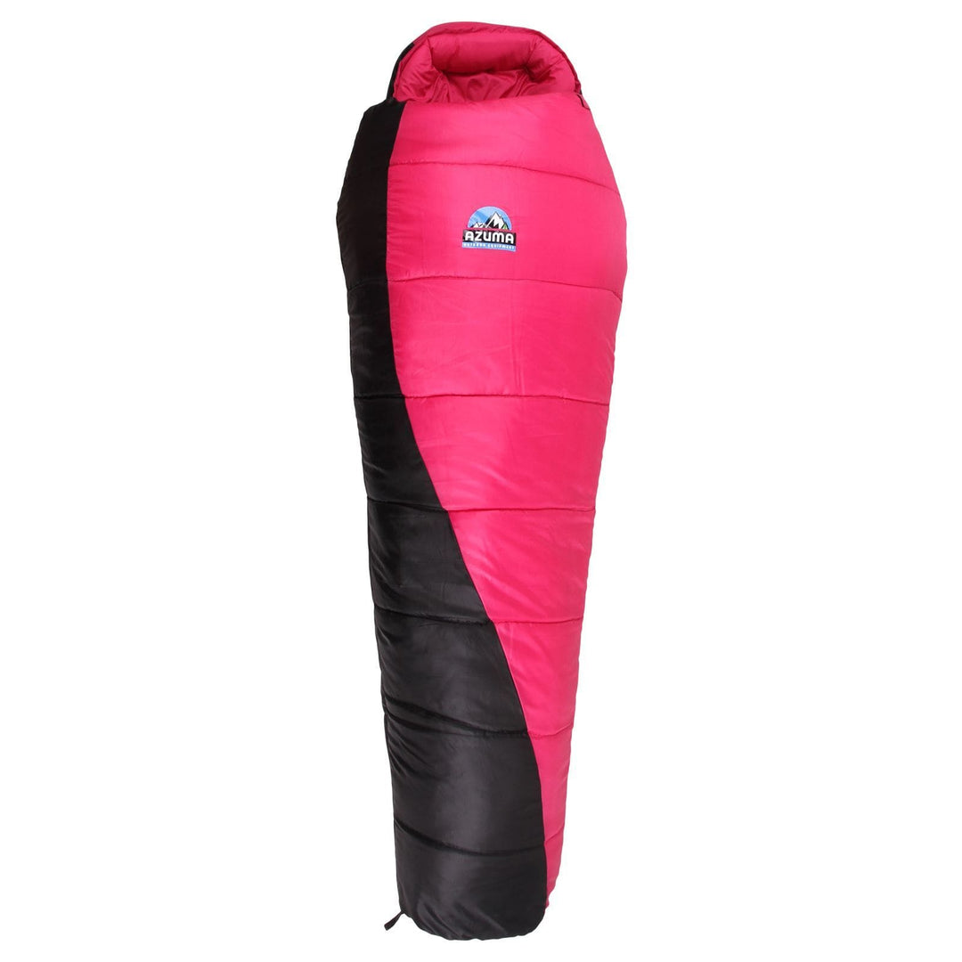 Azuma Sleeping Bag 3 Season Mummy Shaped Camping Festival Pink/Black