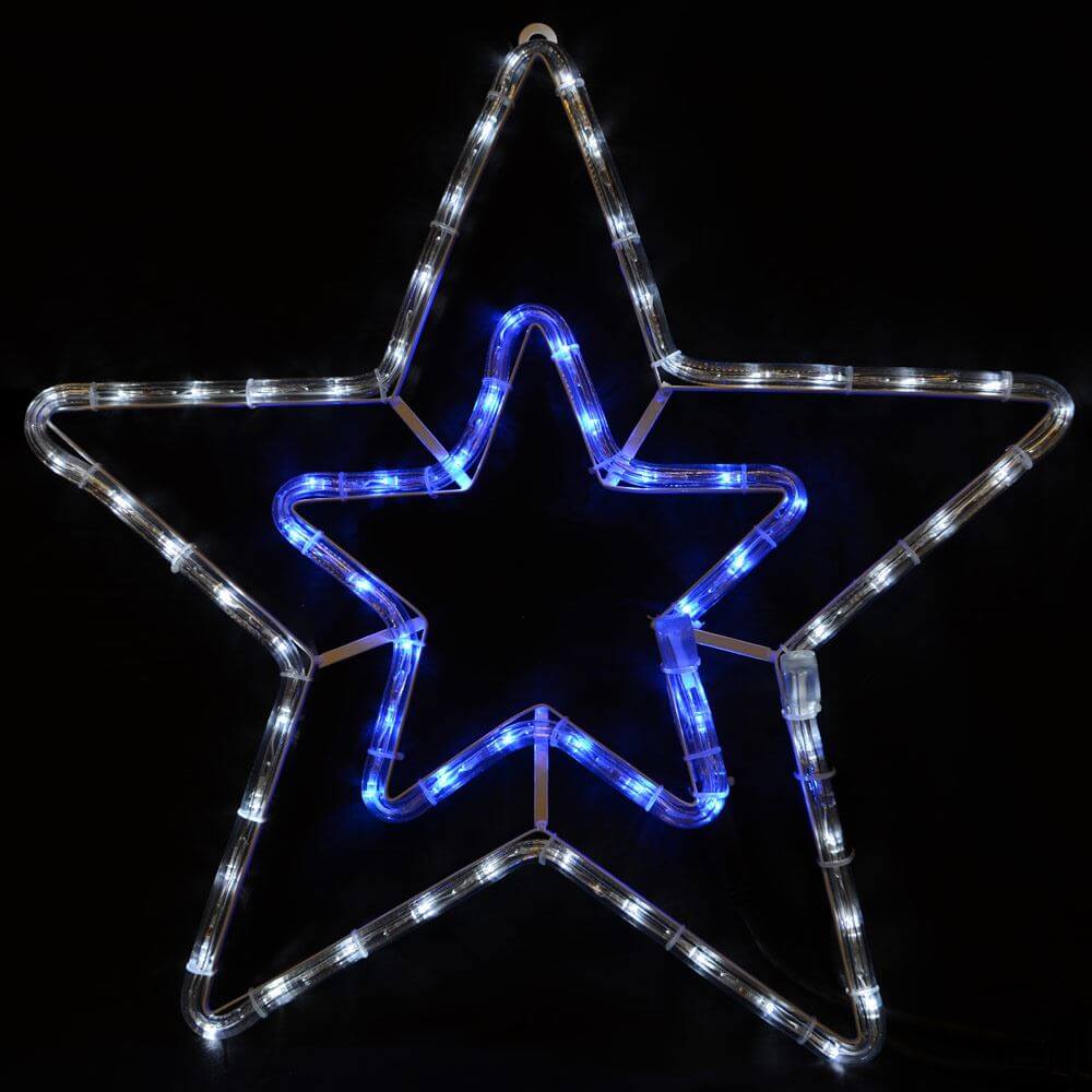 Christmas Star Outdoor Rope Light Flashing Blue White 55cm