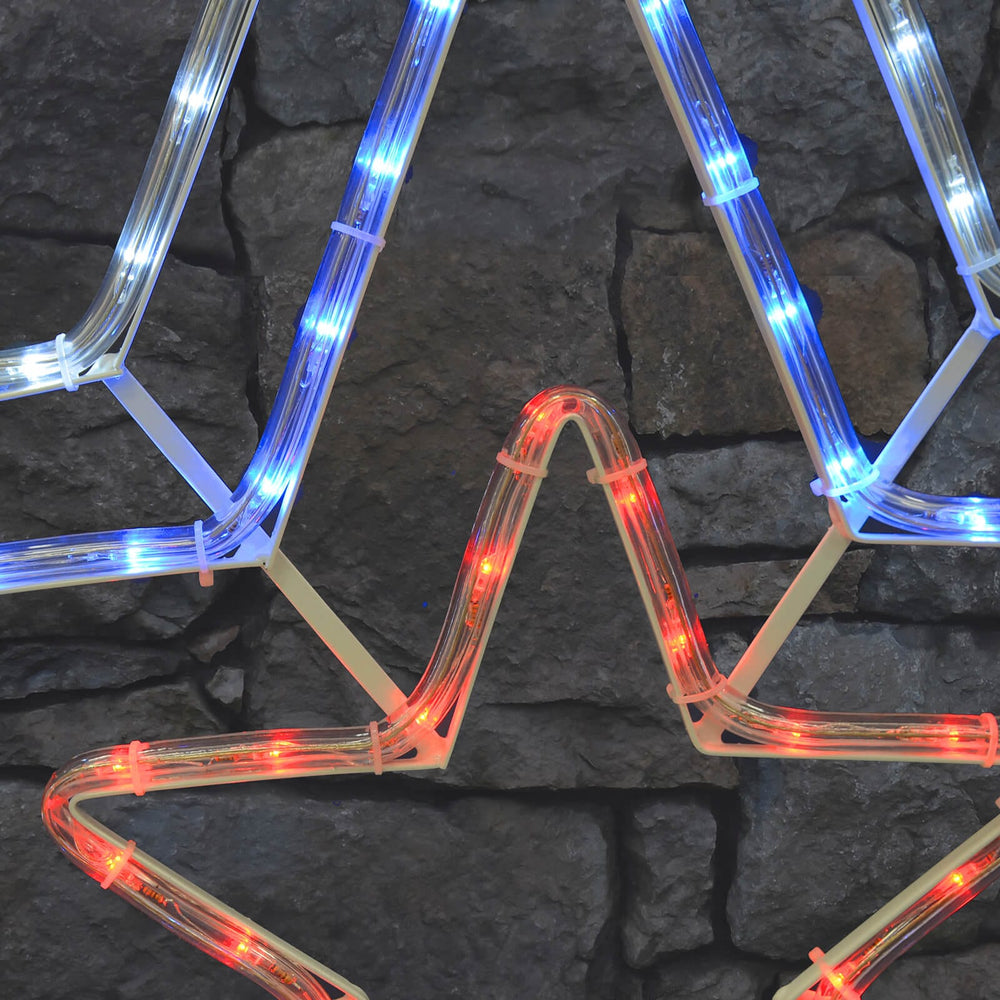 Flashing Red/Blue/White Rope Light Star Decoration