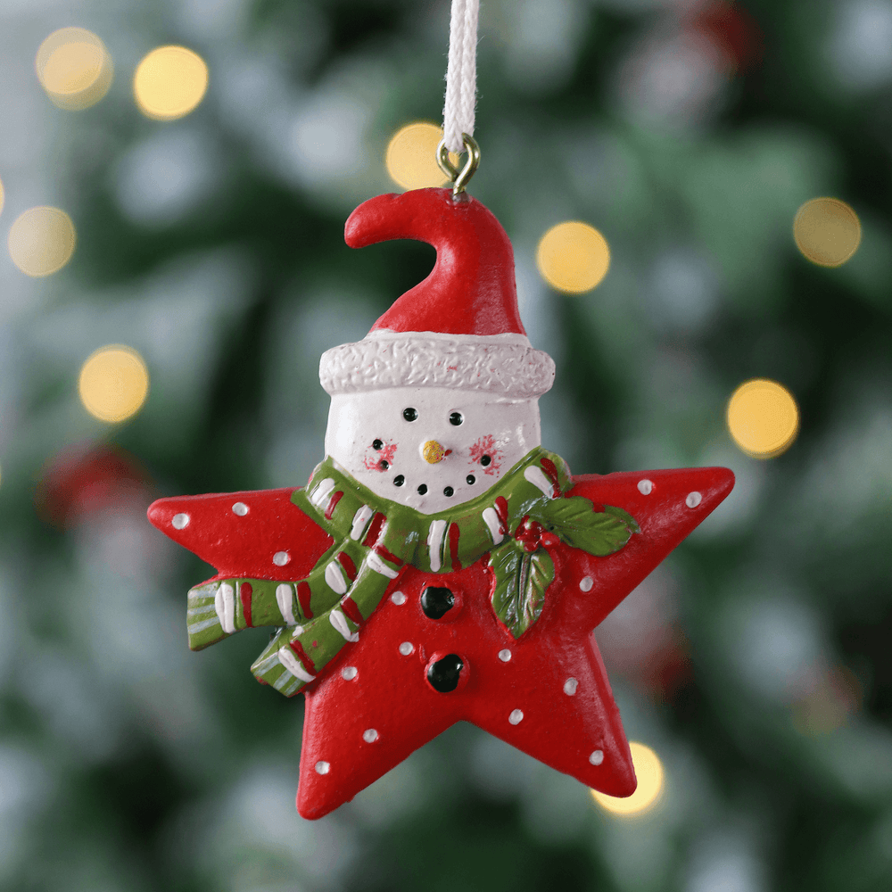 Set Of 6 Novelty Snowman Christmas Tree Decorations Boxed