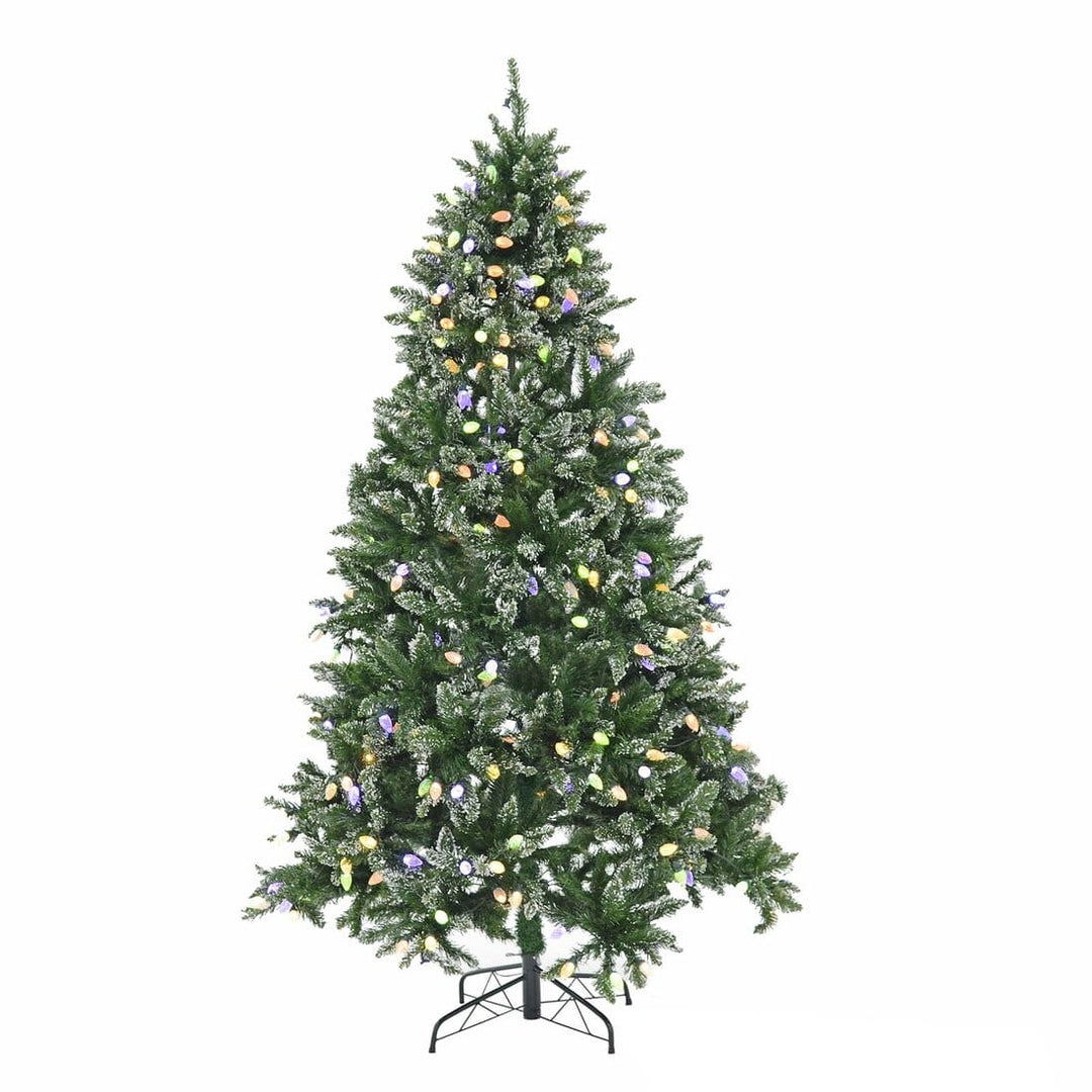 Pre-Lit Frosted Christmas Tree With Cone Lights 6ft 7ft 6ft