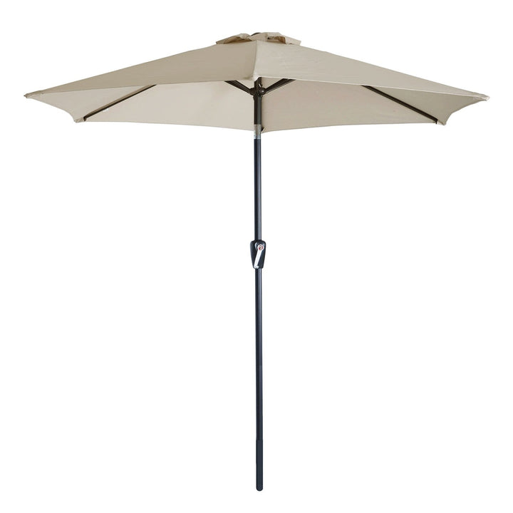 2.5m Round Parasol Crank Tilting Garden Patio Shade Umbrella Taupe