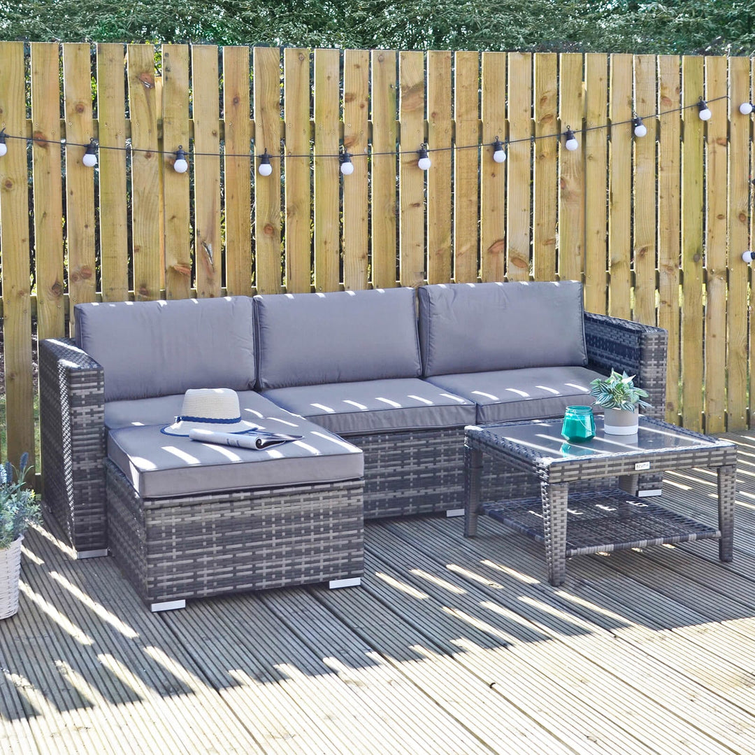 Monaco 5pc Garden Sofa Set Grey Rattan Patio Furniture