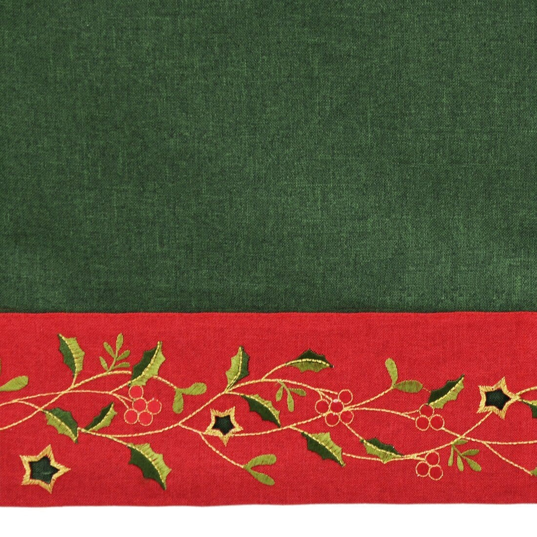 Christmas Holly Tablecloths Napkins Green Red Fabric Cover