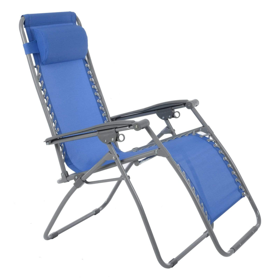 Garden Recliner Chair French Blue Zero Gravity Relaxer Textilene