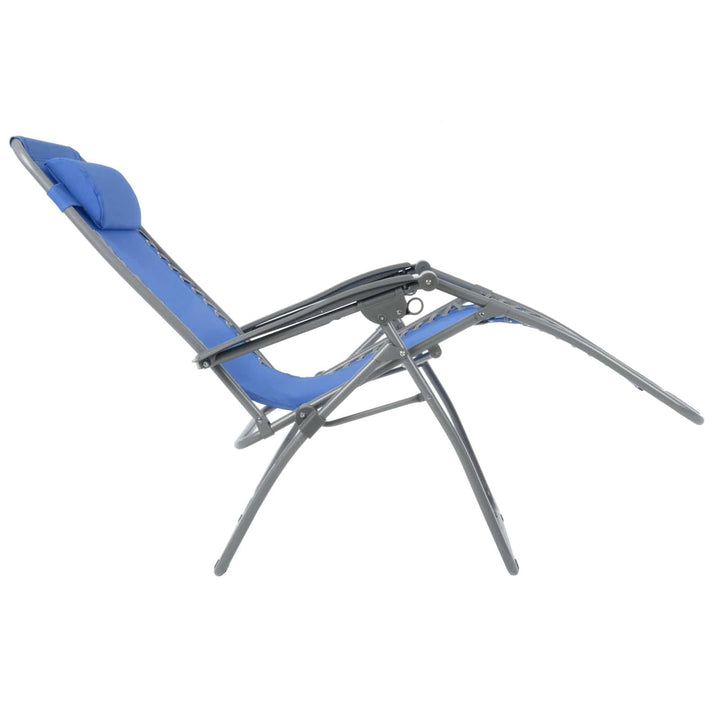 Garden Recliner Chair French Blue Zero Gravity Relaxer Textilene