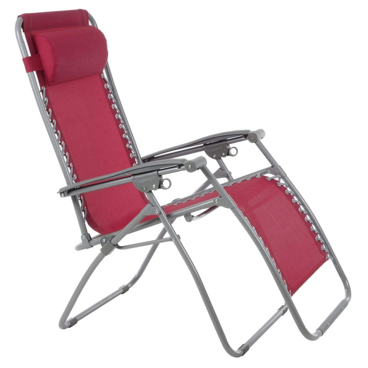 Garden Recliner Chair Persian Red Zero Gravity Relaxer Texteline