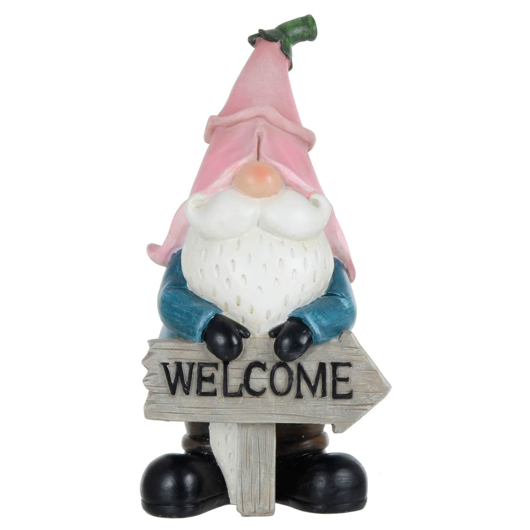 Garden Gnome Standing Ornament Resin Outdoor Decoration Pink Hat