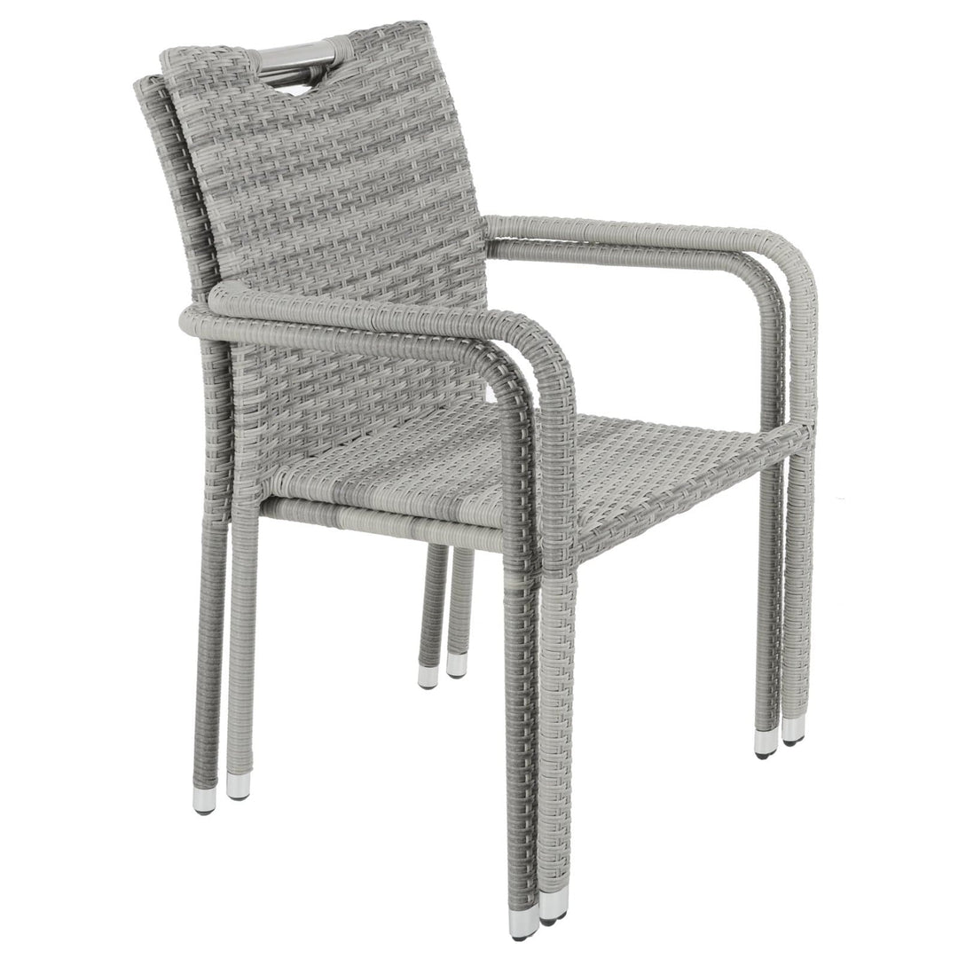 Cone Bistro Set Grey Rattan Garden Table Chairs