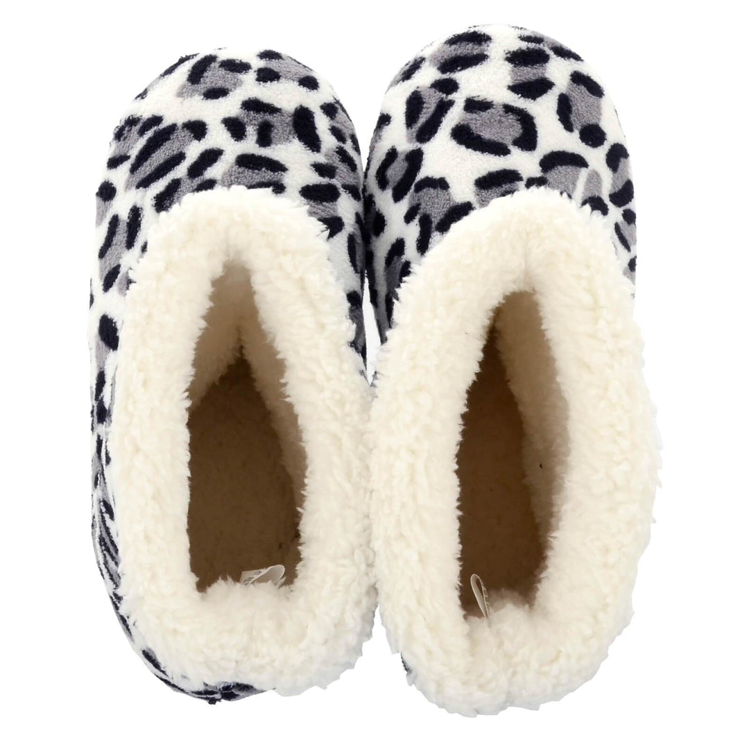 Womens Luxury Slipper Boots Leopard Print Fleece