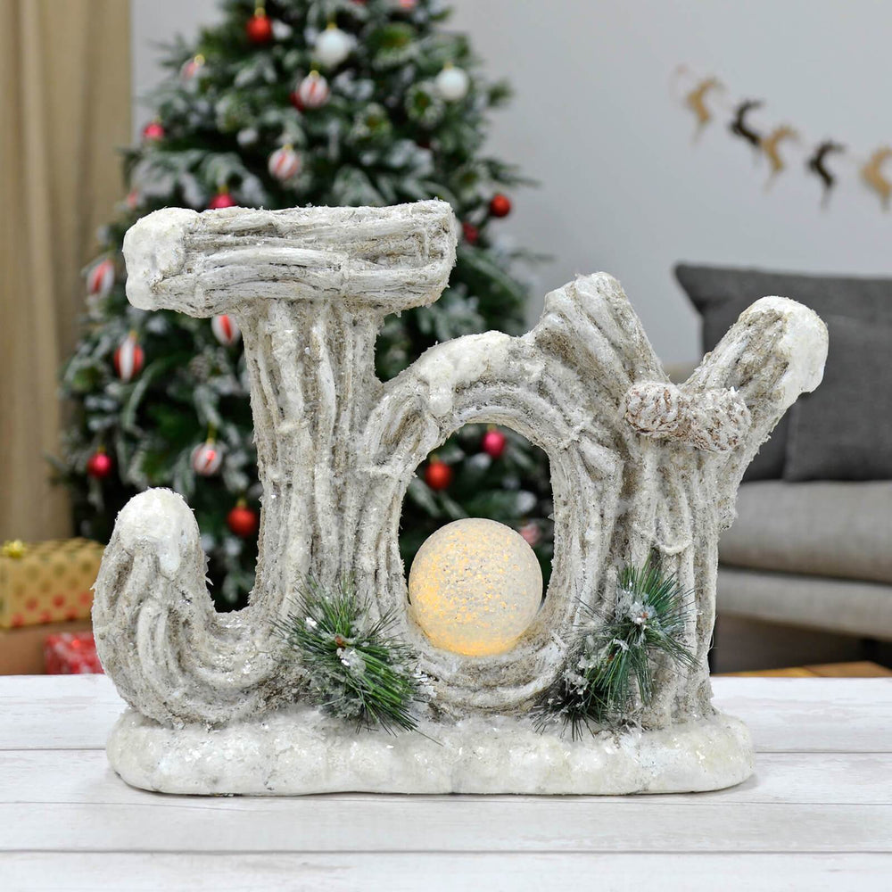 Light Up Joy Christmas Decoration LED Globe Ceramic 39cm