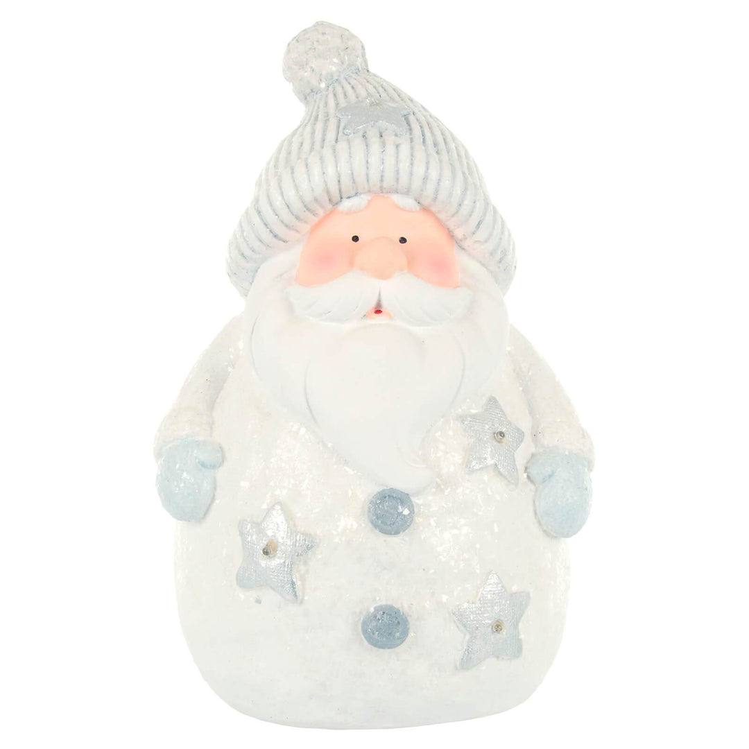 Light Up Christmas Decoration Ceramic White Blue Glitter Figure 37cm