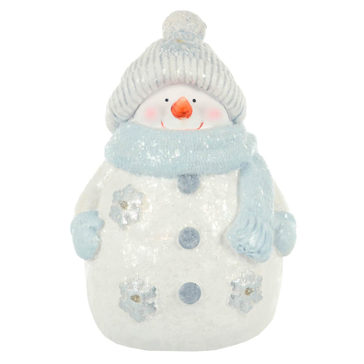 Light Up Christmas Decoration Ceramic White Blue Glitter Figure 37cm