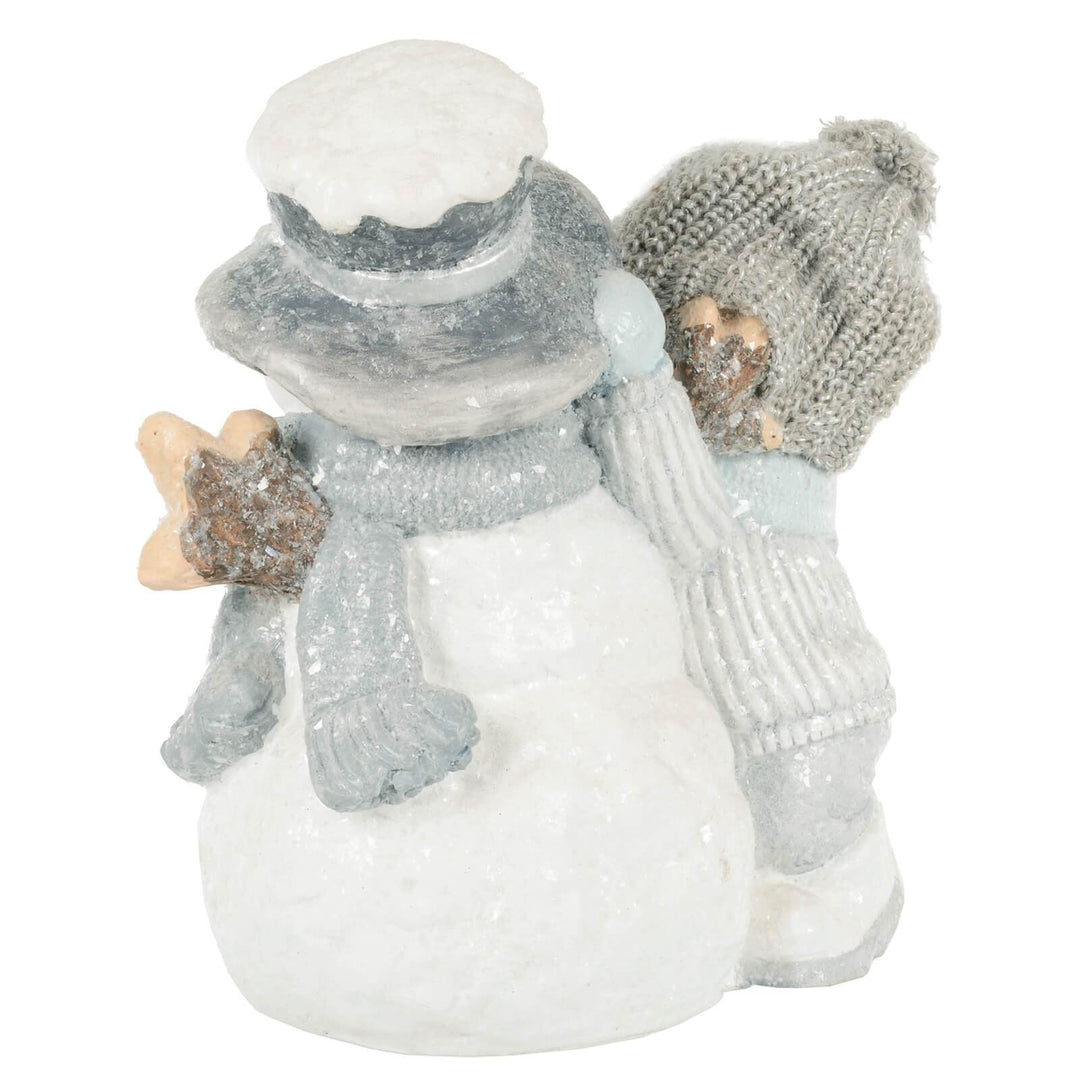 Light Up Christmas Decoration Snowman Child Ceramic Figure 37cm