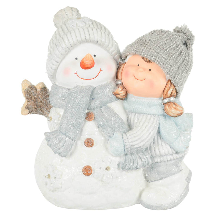 Light Up Christmas Decoration Snowman Child Ceramic Figure 37cm