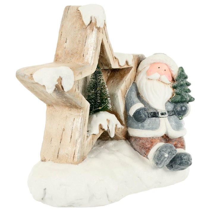 Large Light Up Star Christmas Decoration LED Ceramic Santa Snowman