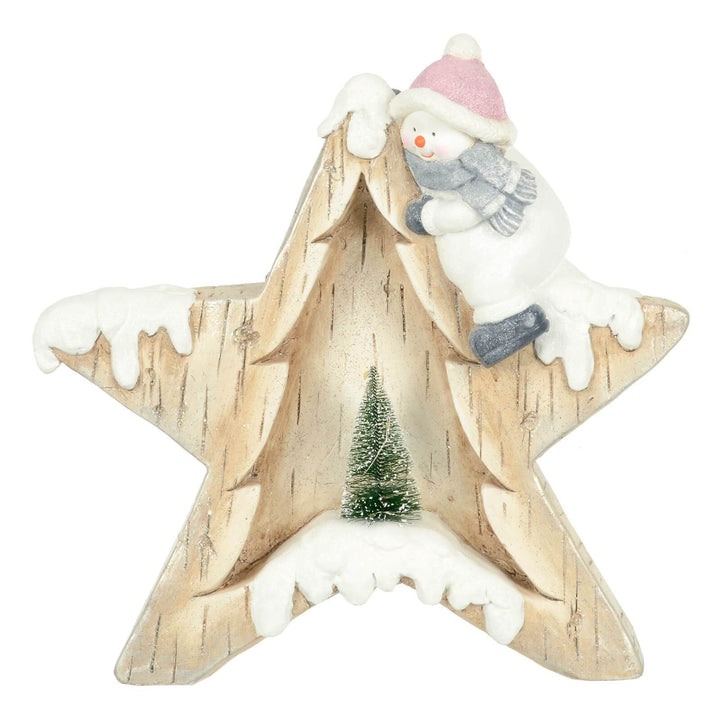 Large Light Up Star Christmas Decoration LED Ceramic Santa Snowman