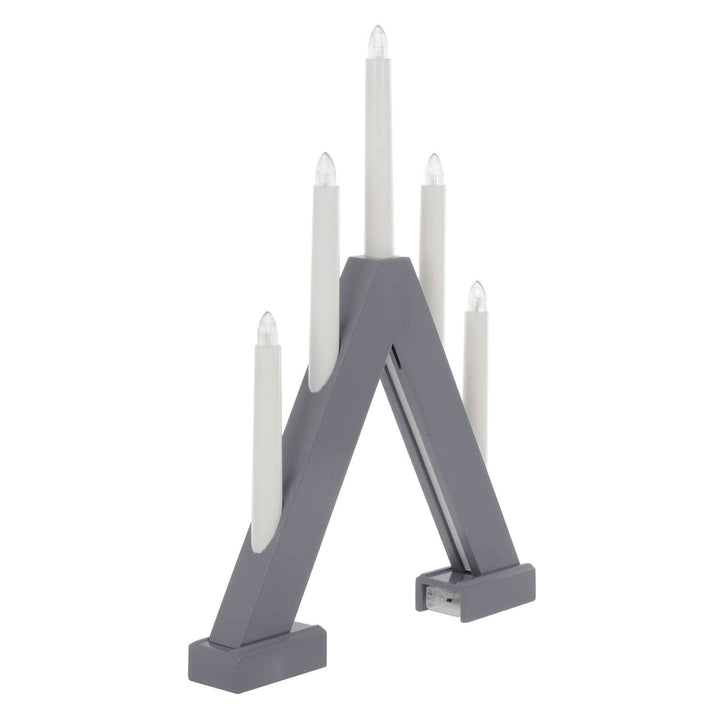 5 Light Christmas Candle Bridge Grey Wooden Decoration LED 40cm