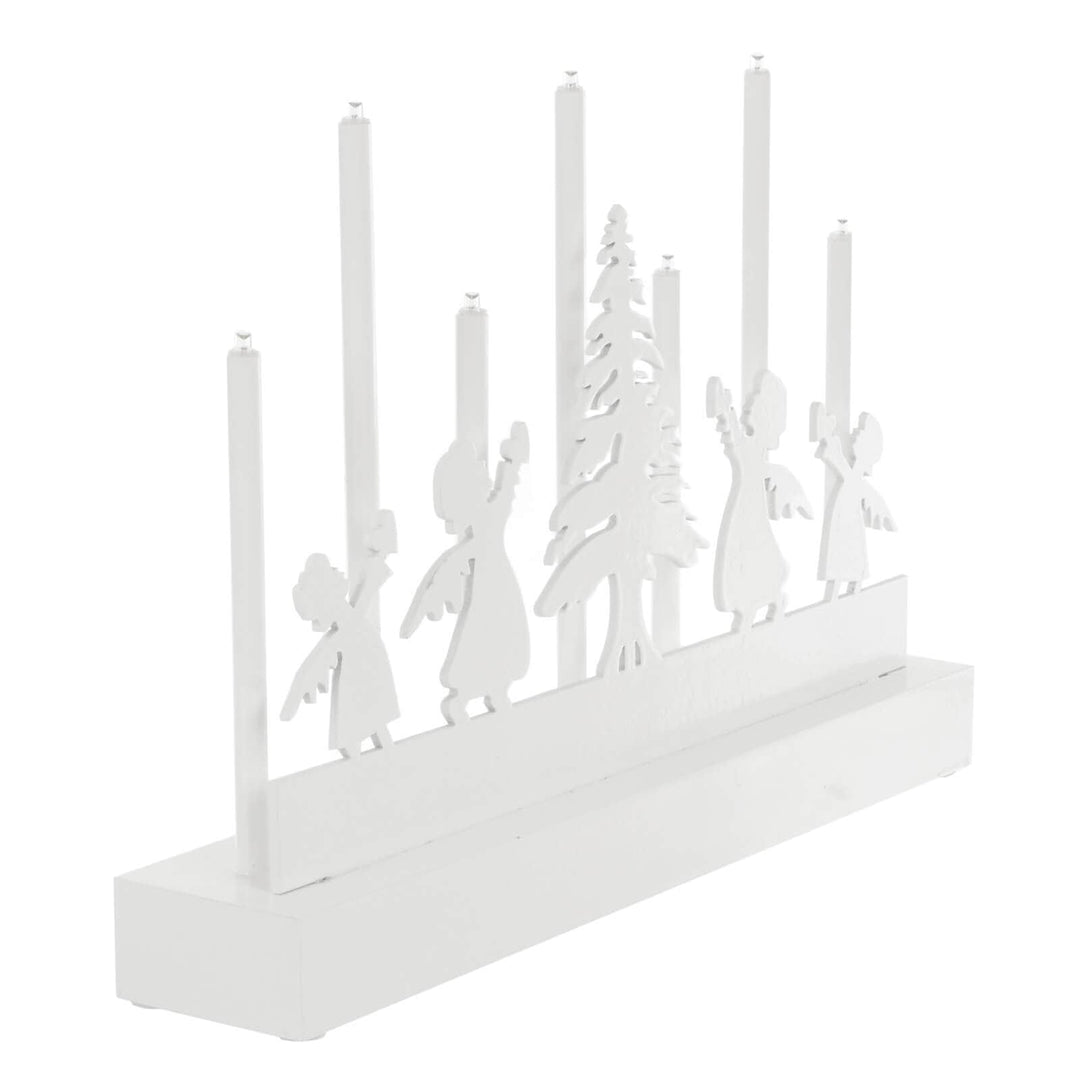 7 Light Christmas Candle Decoration White Silhouette Scene 32cm