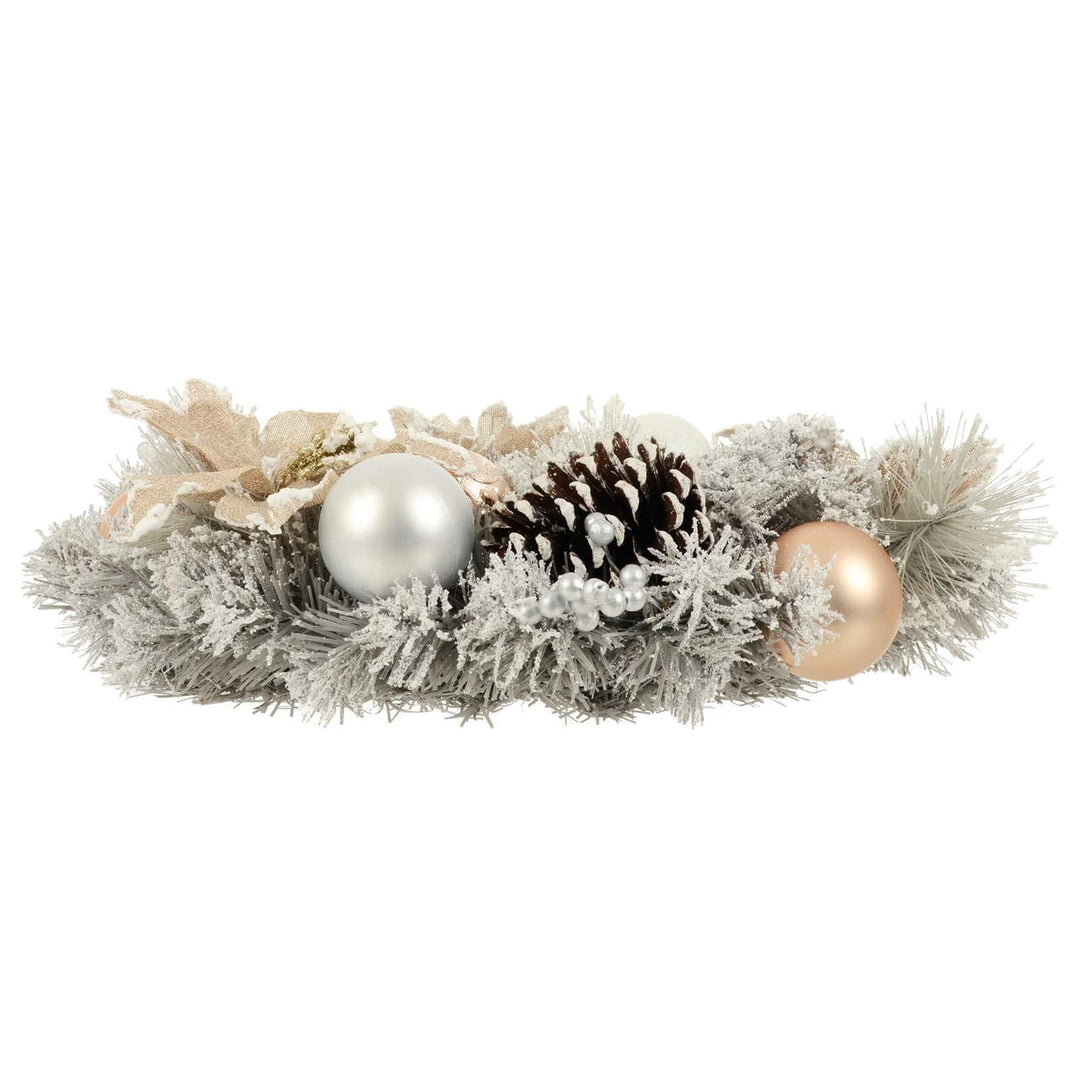 50cm Grey Snowy Wreath With Gold/Silver Decorations