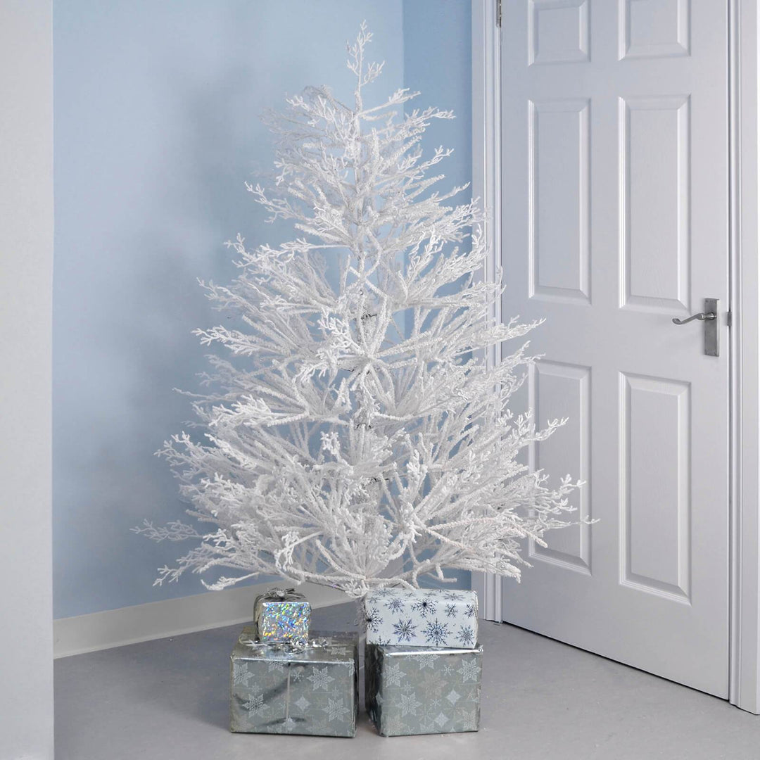 180cm White Snowy Twig Tree With White Metal Base