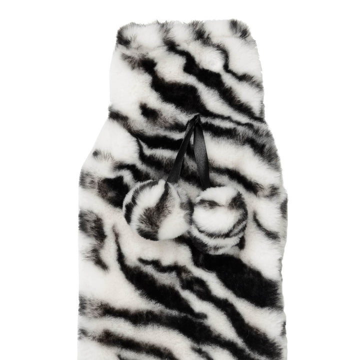 Long Hot Water Bottle Luxurious Faux Fur Animal Print Cover 72cm