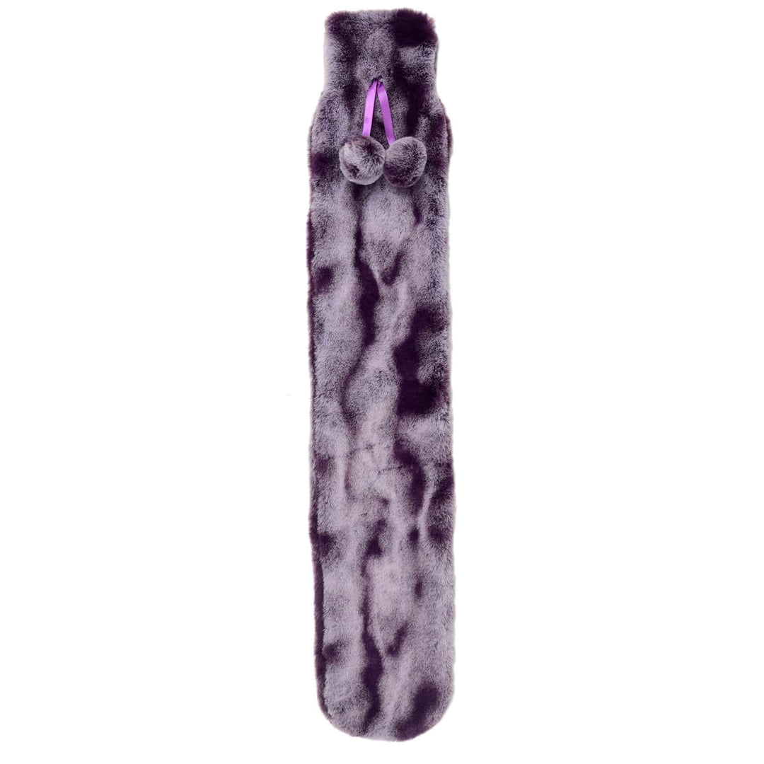 Hodge & Hodge 72cm Long Hot Water Bottle Faux Fur Cover 2L 2 Tone Purple