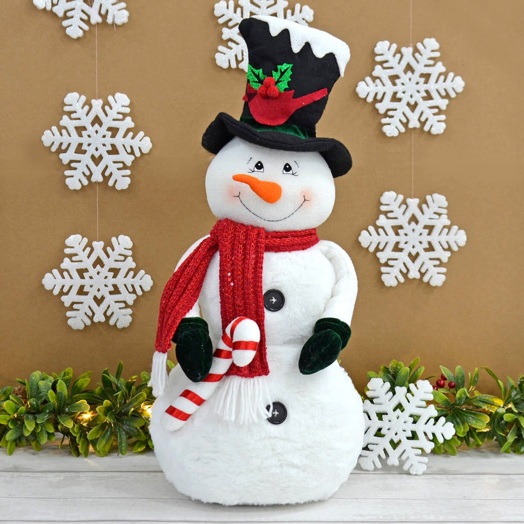 Fabric Snowman Christmas Decoration Candy Cane Top Hat 55cm