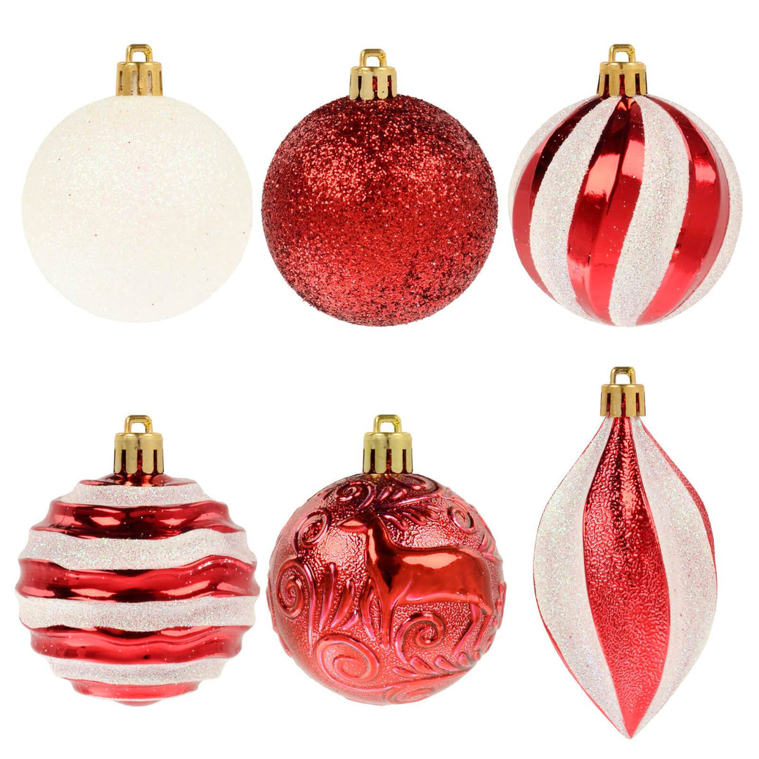 25pc Mixed Christmas Tree Baubles Set Decorations 6cm