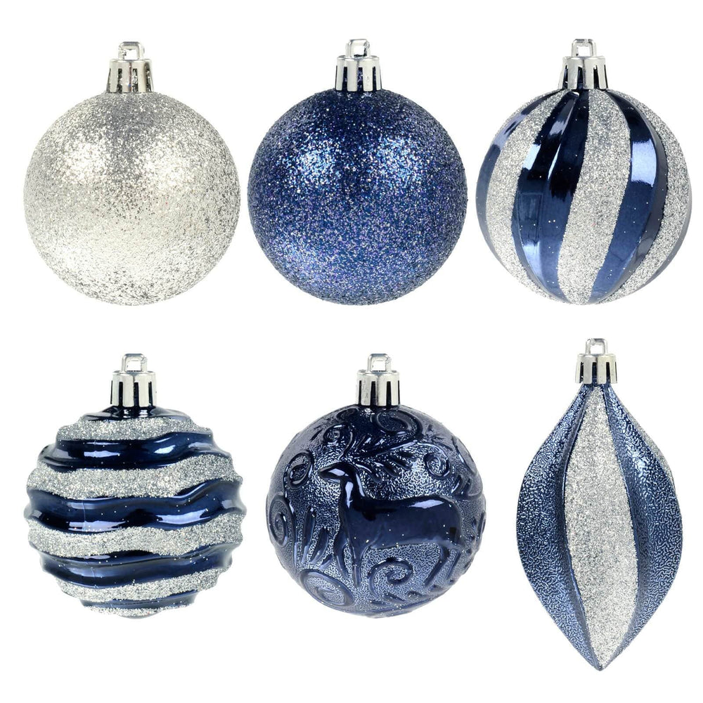 25pc Mixed Christmas Tree Baubles Set Decorations 6cm