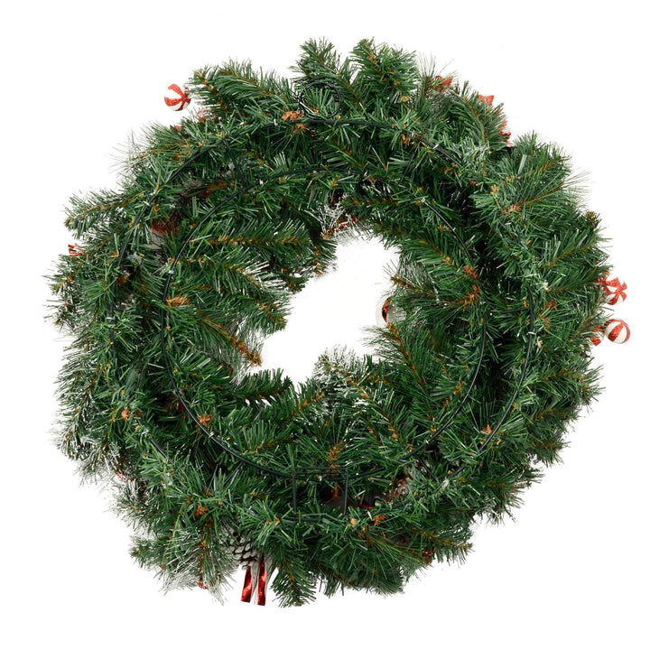 30" Christmas Wreath Candy Canes Sweets Snow Pine Cones