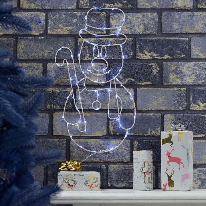 Light Up Snowman Christmas Decoration Wall Hanging 45cm