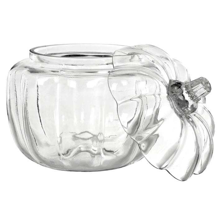 Large Pumpkin Shape Candy Jar Clear Glass Sweet Storage 20cm