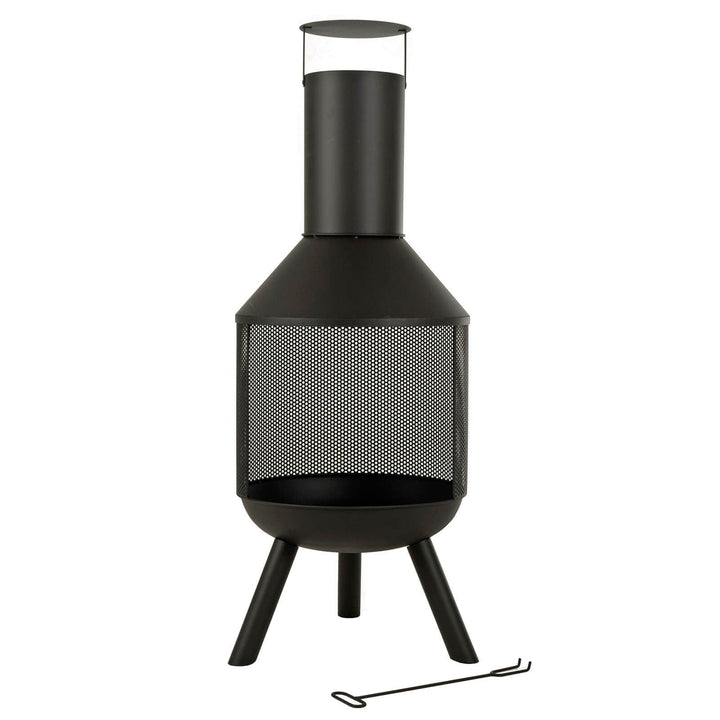 Vatra Wood Burning Fire Pit Chimney Patio Heater Black