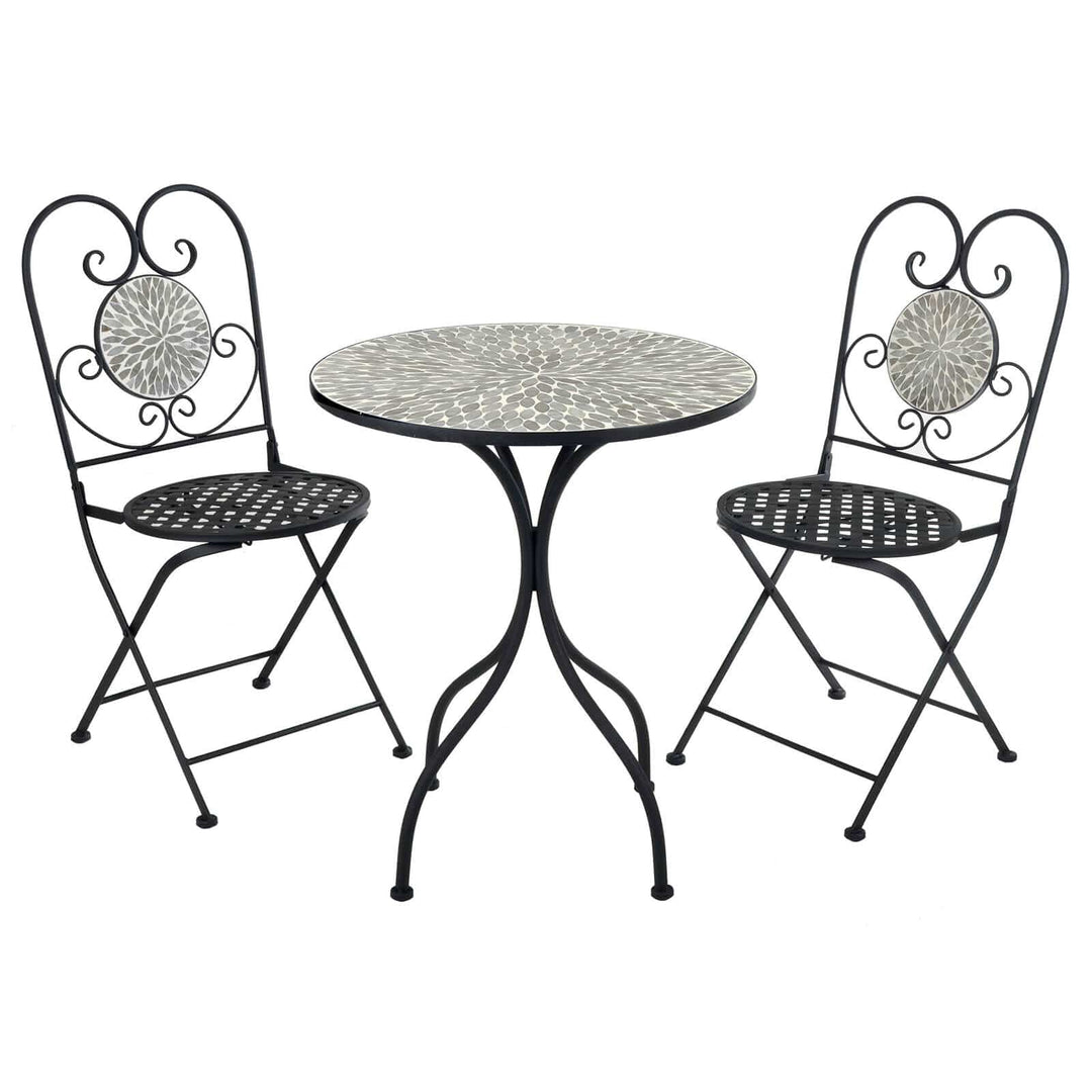 Azuma Garden Bistro Set Table Chairs Mosaic Tile Greek Design Santorini