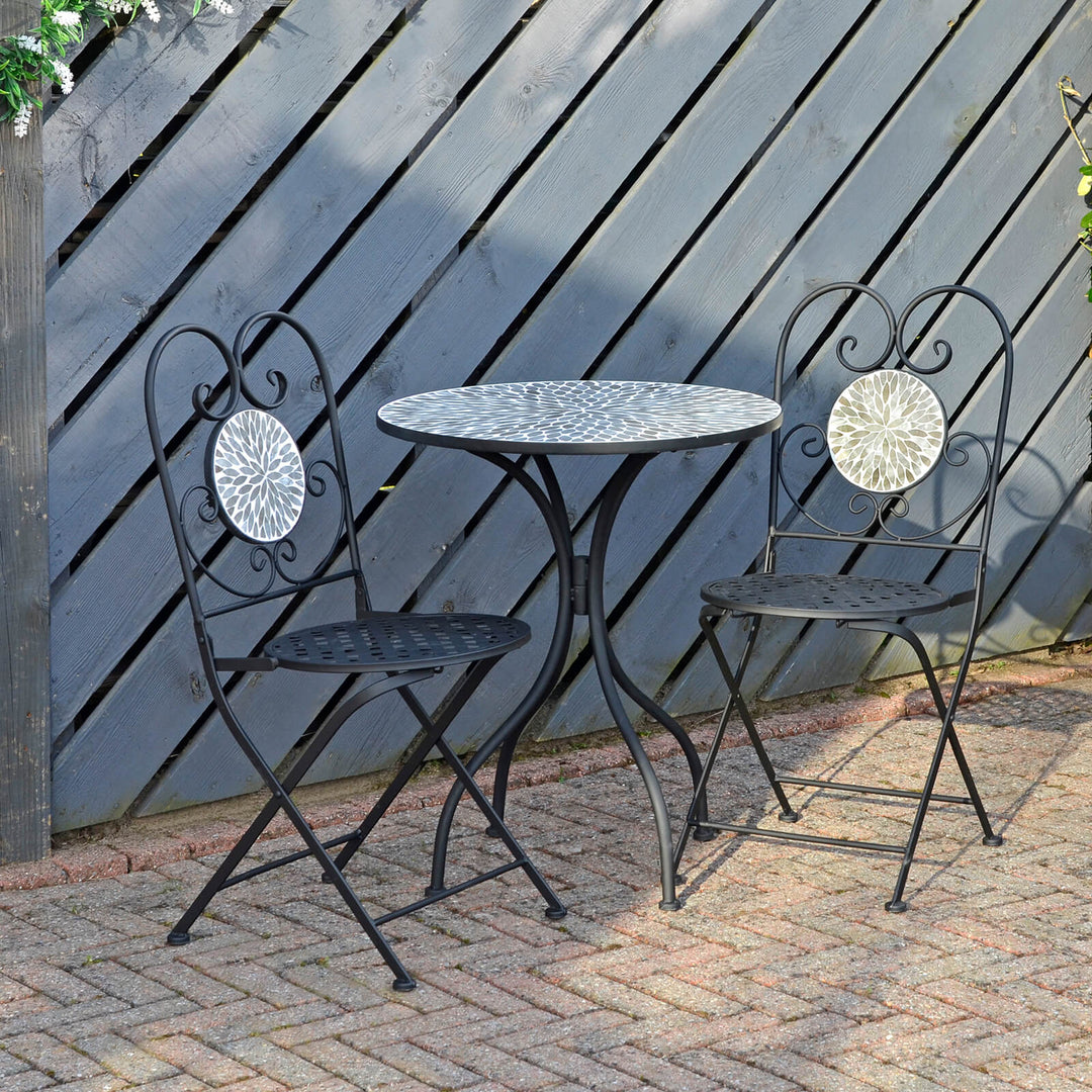 Azuma Garden Bistro Set Table Chairs Mosaic Tile Greek Design