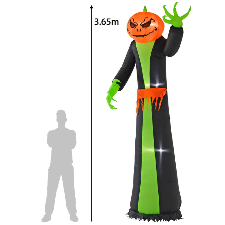 12ft LED Inflatable Pumpkin Monster Green Halloween Decoration