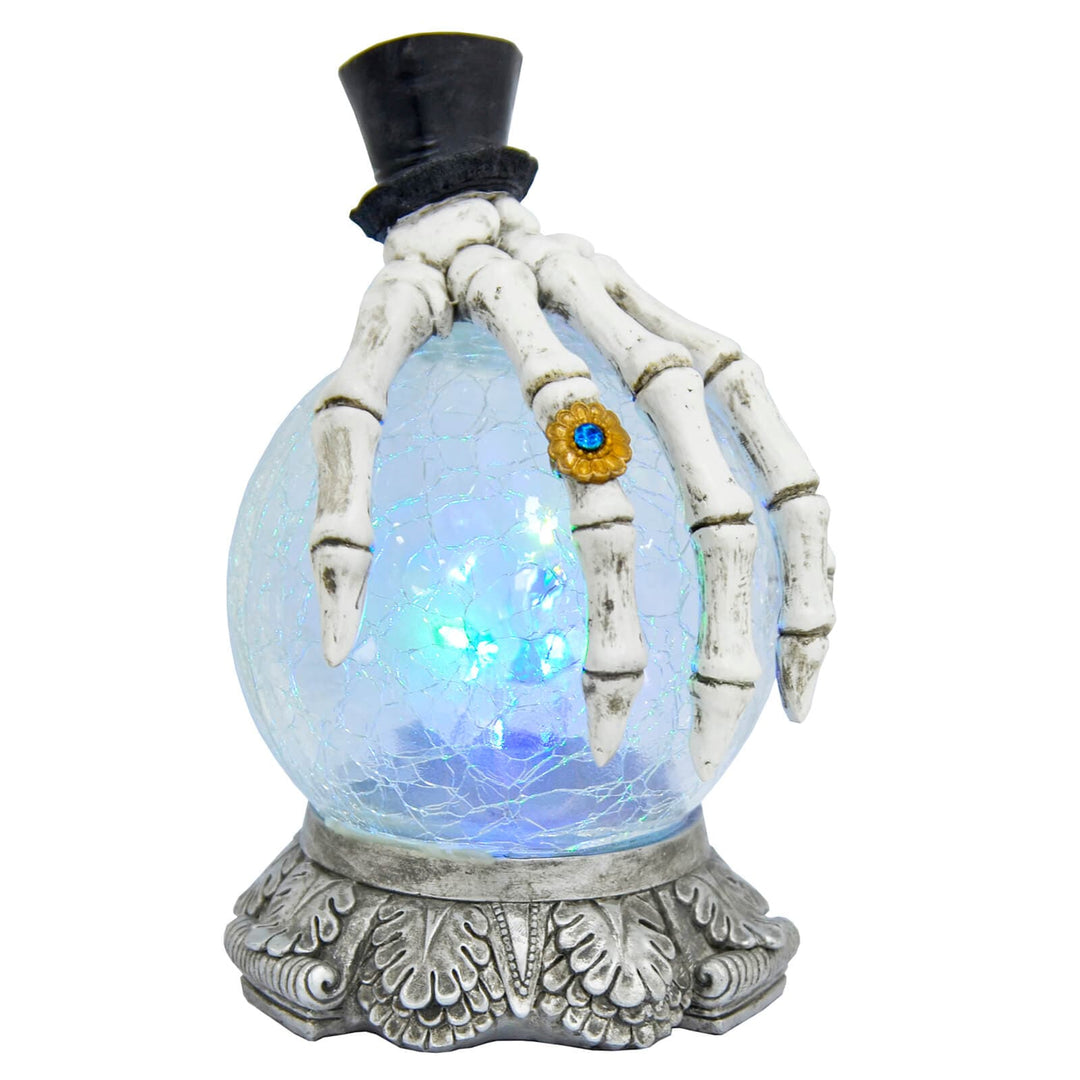 Skeleton Hand LED Crackle Glass Ball Halloween Decoration 20cm