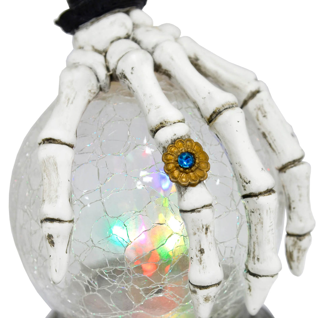 Skeleton Hand LED Crackle Glass Ball Halloween Decoration 20cm